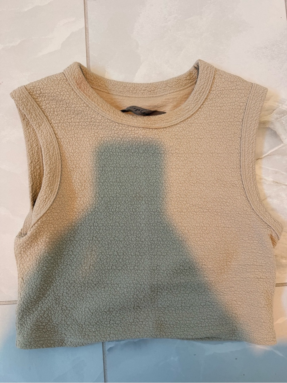Enza Costa Cream Sleeveless Fleece Crop Top